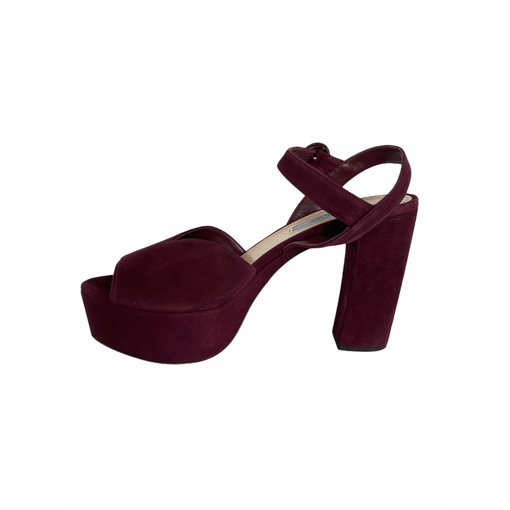 Prada Milano 1XP39A Black Red Camoscio Women's‎ High Heel Pumps shoes, 36.5 - Picture 9 of 15